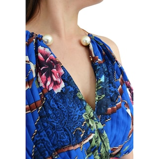 Foto 4 | Foto 4 | Vestido Plisado con Gargantilla Roman Fashion Tallas Extras 51480 color Azul