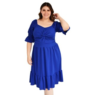 Foto 1 | Foto 1 | Vestido con Nudo Roman Fashion color Azul para Mujer
