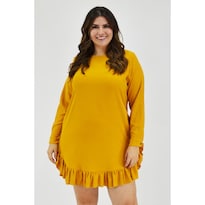 Vestido con Olán Roman Fashion Tallas Extras 1270 color Marrón