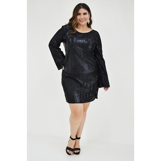 Foto 5 | Foto 5 | Vestido Plisado de Fiesta Roman Fashion Tallas Extras Negro