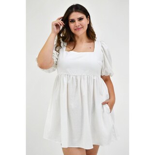 Foto 1 | Foto 1 | Vestido de Algodón Roman Fashion Tallas Extras 1008 color Blanco