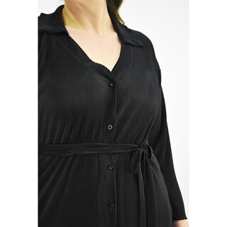 Foto 4 | Foto 4 | Vestido de Satín Plisado Roman Fashion Negro Tallas Extras para Mujer