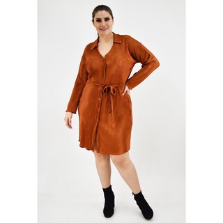 Foto 5 | Foto 5 | Vestido De Satín Plisado Roman Fashion /tallas Extras, 12248 (ladrillo) Naranja Oscuro