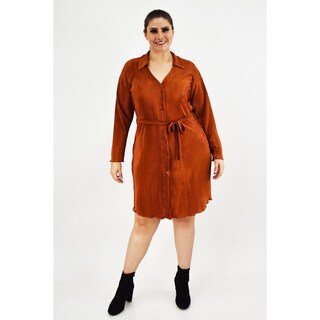 Foto 6 | Foto 6 | Vestido De Satín Plisado Roman Fashion /tallas Extras, 12248 (ladrillo) Naranja Oscuro