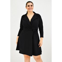 Vestido Escote Cruzado Roman Fashion /tallas Extras, 4258 (negro) Negro