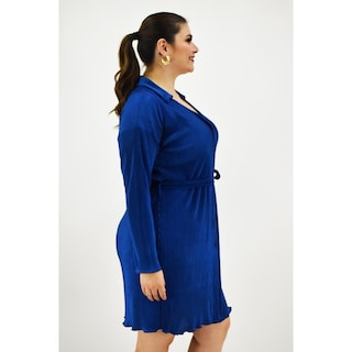Foto 2 | Foto 2 | Vestido de Satín Plisado Roman Fashion Tallas Extras Azul para Mujer