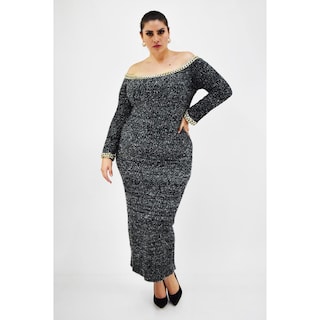 Foto 1 | Foto 1 | Vestido con Detalle de Cadena Roman Fashion Tallas Extras 51731 Gris