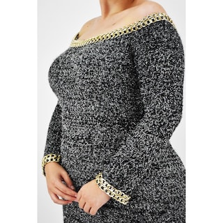 Foto 4 | Foto 4 | Vestido con Detalle de Cadena Roman Fashion Tallas Extras 51731 Gris