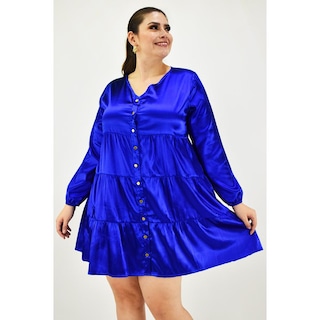 Foto 1 | Foto 1 | Vestido de Satín Roman Fashion Azul para Mujer
