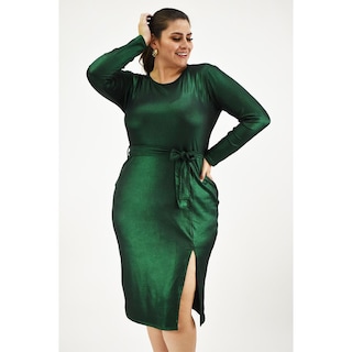 Foto 1 | Foto 1 | Vestido para Mujer Roman Fashion Metálico Tallas Extras Verde Botella