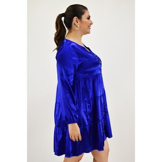 Foto 2 | Foto 2 | Vestido de Satín Roman Fashion Azul para Mujer