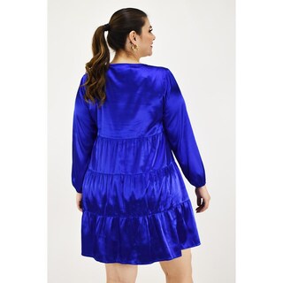 Foto 3 | Foto 3 | Vestido de Satín Roman Fashion Azul para Mujer