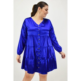 Foto 5 | Foto 5 | Vestido de Satín Roman Fashion Azul para Mujer