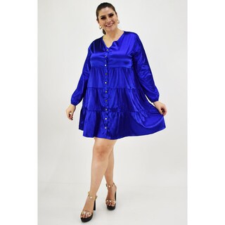 Foto 6 | Foto 6 | Vestido de Satín Roman Fashion Azul para Mujer