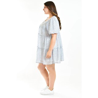 Foto 2 | Foto 2 | Vestido Vaporoso Roman Fashion Tallas Extras Azul con Flores para Mujer