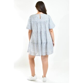 Foto 3 | Foto 3 | Vestido Vaporoso Roman Fashion Tallas Extras Azul con Flores para Mujer