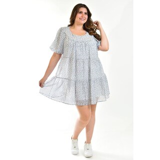 Foto 1 | Foto 1 | Vestido Vaporoso Roman Fashion Tallas Extras Azul con Flores para Mujer