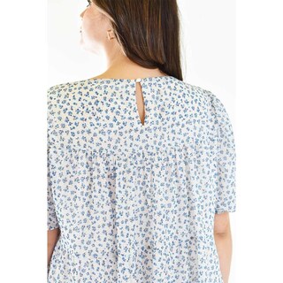 Foto 4 | Foto 4 | Vestido Vaporoso Roman Fashion Tallas Extras Azul con Flores para Mujer