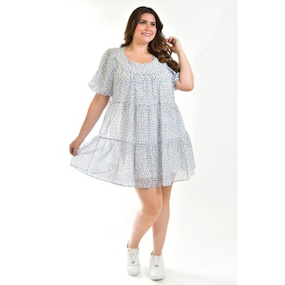 Foto 1 | Foto 1 | Vestido Vaporoso Roman Fashion Tallas Extras Azul con Flores para Mujer