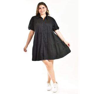 Foto 5 | Foto 5 | Vestido de Popelina Roman Fashion Tallas Extras 003 Negro