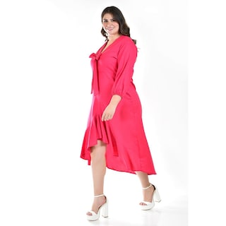 Foto 2 | Foto 2 | Vestido Escote Moño Roman Fashion Tallas Extras 1054 Rosa