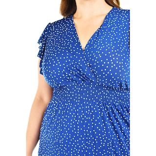 Foto 4 | Foto 4 | Vestido Midi de Puntos Roman Fashion Tallas Extras 9940x Azul