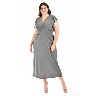 Foto 1 | Foto 1 | Vestido Largo Manga Volantes Roman Fashion Gris Tallas Extras