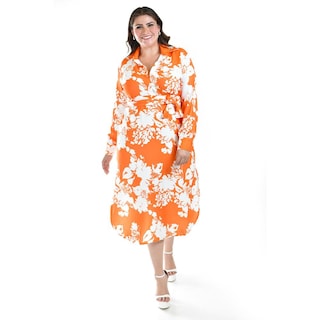 Foto 1 | Foto 1 | Vestido Sublimado Roman Fashion /tallas Extras, 4307 (naranja Flor) Naranja
