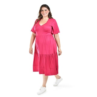 Foto 5 | Foto 5 | Vestido Midi Casual Roman Fashion /tallas Extras, 4285 (fiusha) Fucsia