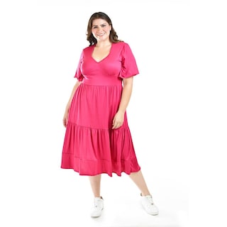 Foto 6 | Foto 6 | Vestido Midi Casual Roman Fashion /tallas Extras, 4285 (fiusha) Fucsia