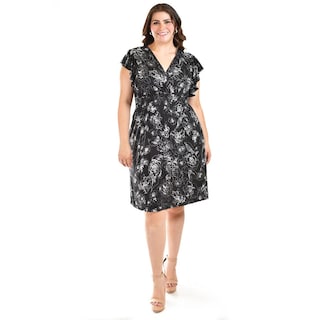 Foto 5 | Foto 5 | Vestido Estampado Flores Roman Fashion, Tallas Extras, 8867-13 (negro Flores) Negro