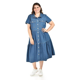 Foto 5 | Foto 5 | Vestido Denim Roman Fashion /tallas Extras, 028 (mezclilla Oscura) Azul Oscuro