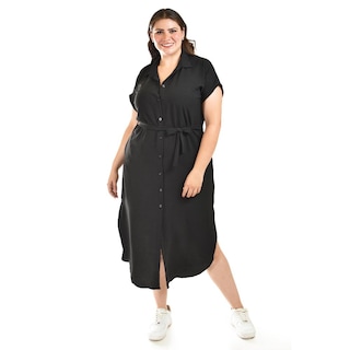 Foto 1 | Foto 1 | Vestido Camisero Roman Fashion /tallas Extras, 2137 (negro) Negro