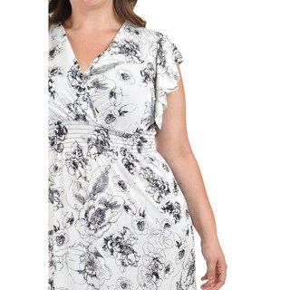 Foto 4 | Foto 4 | Vestido Estampado Flores Roman Fashion, Tallas Extras, 8867-13 (blanco Flores) Blanco