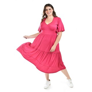 Foto 1 | Foto 1 | Vestido Midi Casual Roman Fashion /tallas Extras, 4285 (fiusha) Fucsia
