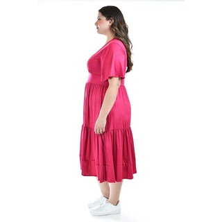 Foto 2 | Foto 2 | Vestido Midi Casual Roman Fashion /tallas Extras, 4285 (fiusha) Fucsia