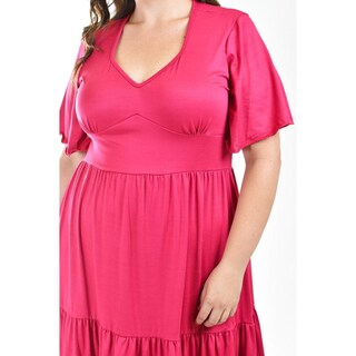 Foto 4 | Foto 4 | Vestido Midi Casual Roman Fashion /tallas Extras, 4285 (fiusha) Fucsia