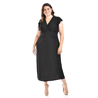 Foto 5 | Foto 5 | Vestido Largo Manga Volantes Roman Fashion /tallas Extras, 9940-so (negro) Negro