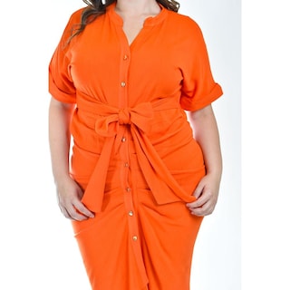 Foto 4 | Foto 4 | Vestido Drapeado Con Botones Roman Fashion /juvenil, 1059 (naranja) Naranja