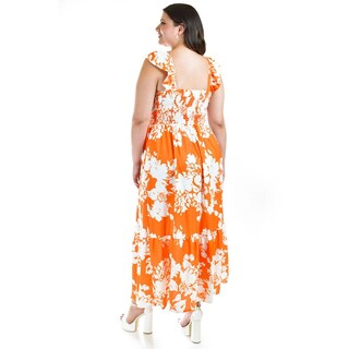 Foto 3 | Foto 3 | Vestido Escote Con Nudo Roman Fashion /tallas Extras, 4335 (naranja) Naranja