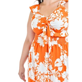 Foto 4 | Foto 4 | Vestido Escote Con Nudo Roman Fashion /tallas Extras, 4335 (naranja) Naranja