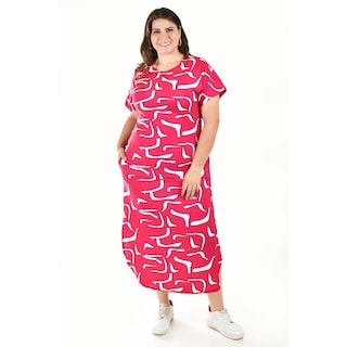 Foto 1 | Foto 1 | Vestido Midi Estampado Roman Fashion /tallas Extras, 4343 (fiusha) Fucsia