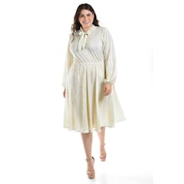 Vestido Plisado Con Laso Roman Fashion /tallas Extras, 4322 (blanco) Blanco