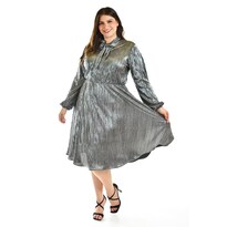 Vestido Plisado Con Laso Roman Fashion /tallas Extras, 4322 (plateado) Plateado