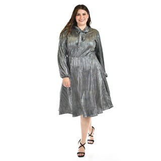 Foto 5 | Foto 5 | Vestido Plisado Con Laso Roman Fashion /tallas Extras, 4322 (plateado) Plateado