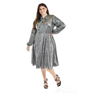 Foto 6 | Foto 6 | Vestido Plisado Con Laso Roman Fashion /tallas Extras, 4322 (plateado) Plateado