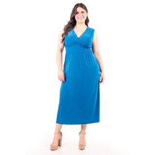 Foto 1 | Foto 1 | Vestido Largo Cintura Smock Roman Fashion /tallas Extras, 8801x-so (azul Claro) Azul