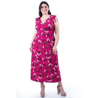 Foto 1 | Foto 1 | Vestido Largo Con Lazos Roman Fashion /tallas Extras, 8802x-10 (fiusha) Fucsia