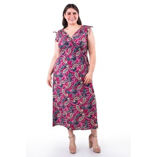 Foto 1 | Foto 1 | Vestido Estampado De Paisley Roman Fashion /tallas Extras, 8802x-11 (vino) Vino