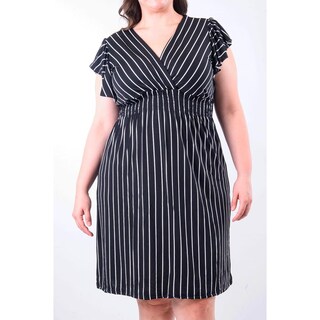Foto 4 | Foto 4 | Vestido De Rayas Roman Fashion /tallas Extras, 8867x-strp (negro Rayas) Negro